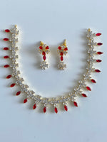 Load image into Gallery viewer, Gold Plated Red Stone Necklace Set
