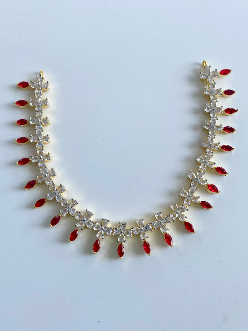 Gold Plated Red Stone Necklace Set