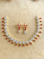 Load image into Gallery viewer, Gold Plated Red Stone Necklace Set
