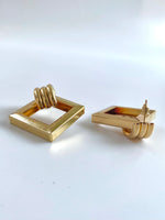 Load image into Gallery viewer, Golden Rectangle Hanging From Corner Earrings
