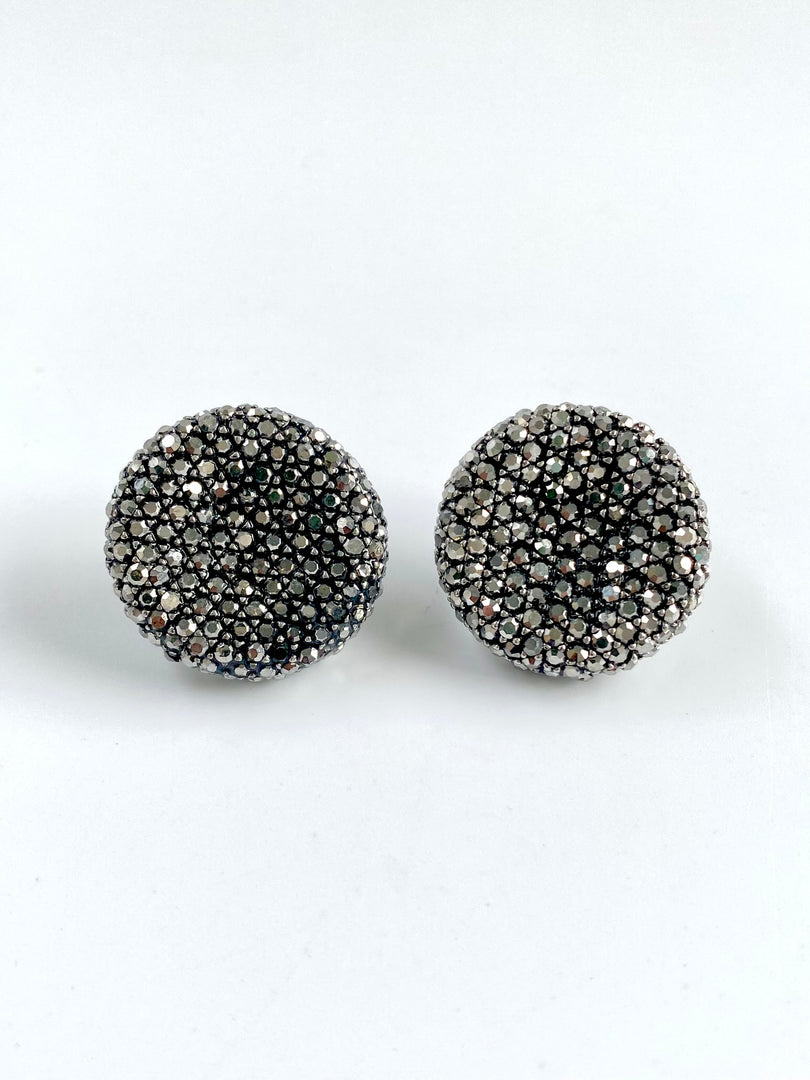 Grey Diamond Round Studded Earrings