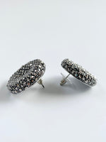 Load image into Gallery viewer, Grey Diamond Round Studded Earrings
