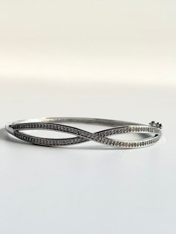 Infinity White Diamond Bangle Bracelet