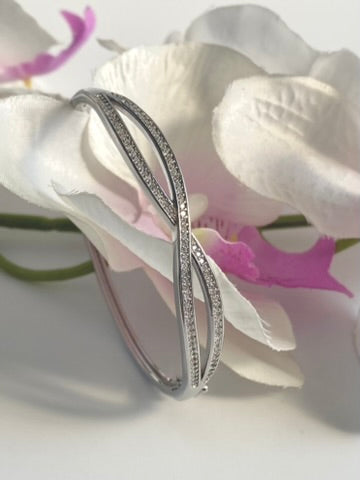 Infinity White Diamond Bangle Bracelet