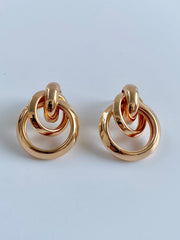 Interlinked Stylish Rose Gold Gloss Finish Earrings