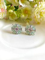 Load image into Gallery viewer, Jozy Mint Green White Diamond Earrings
