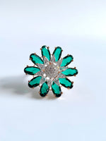 Load image into Gallery viewer, Life In Green Emerald Rose Free Size Diamond Ring
