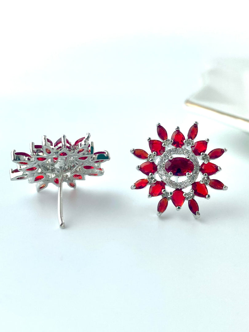 Lisa Red n White Diamond Stud Earrings