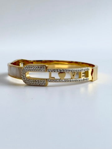 Marble Finish LOVE Studded Golden Bracelet