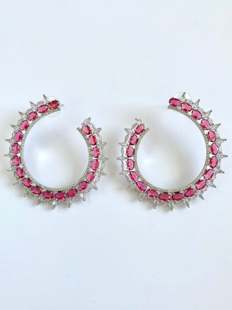 Marble Finish Rose Gold Round Stud Earrings