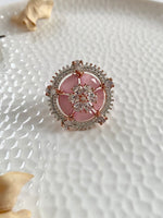 Load image into Gallery viewer, Margot Baby Pink White Diamond Free Size Ring
