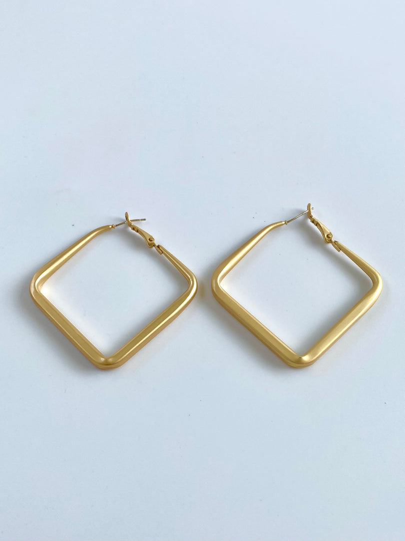Matte Finish Square Shaped Hoop Earrings