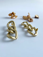 Matte Finish Three Layered Golden Hoop Earrings