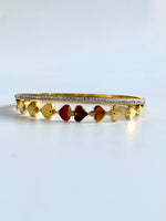 Load image into Gallery viewer, Meeting Hearts Diamond Studded Golden Bracelet
