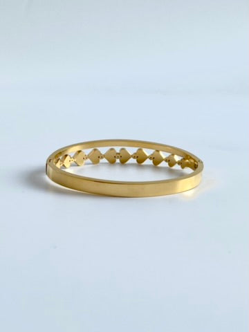 Meeting Hearts Diamond Studded Golden Bracelet