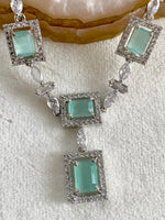 Load image into Gallery viewer, Mint Brick Diamond Necklace Set
