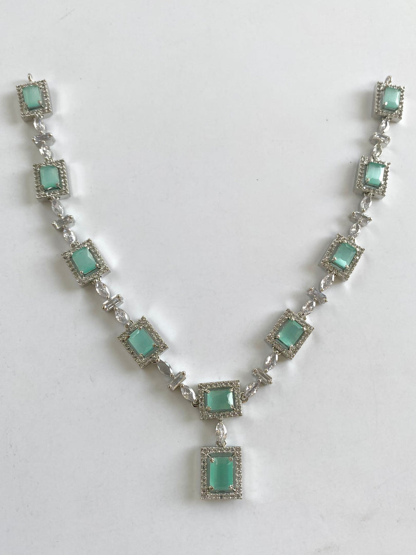 Mint Brick Diamond Necklace Set