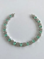 Load image into Gallery viewer, Mint Green Flower Diamond Necklace Set
