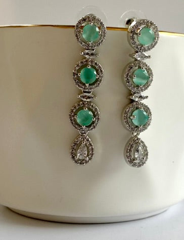 Mint Green Round Diamond Necklace Set