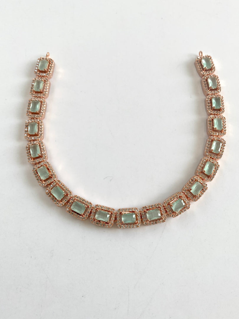 Mint Rose Diamond Necklace Set