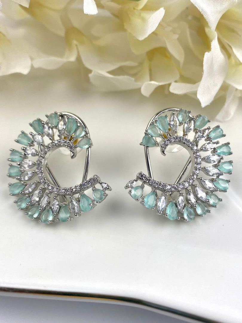 Moving Into Mint White Diamond Earrings