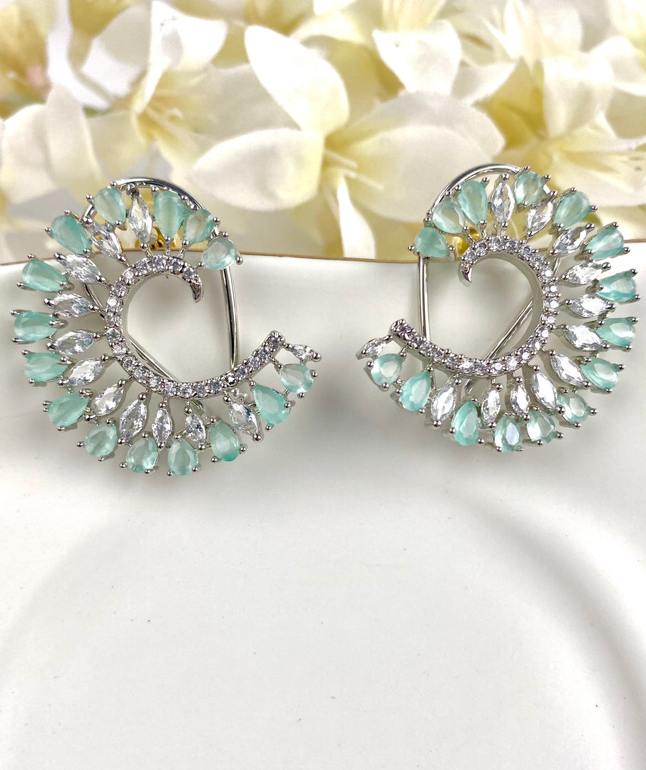 Moving Into Mint White Diamond Earrings