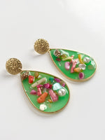 Load image into Gallery viewer, Multiple Coloured Green Base Drop Earrings

