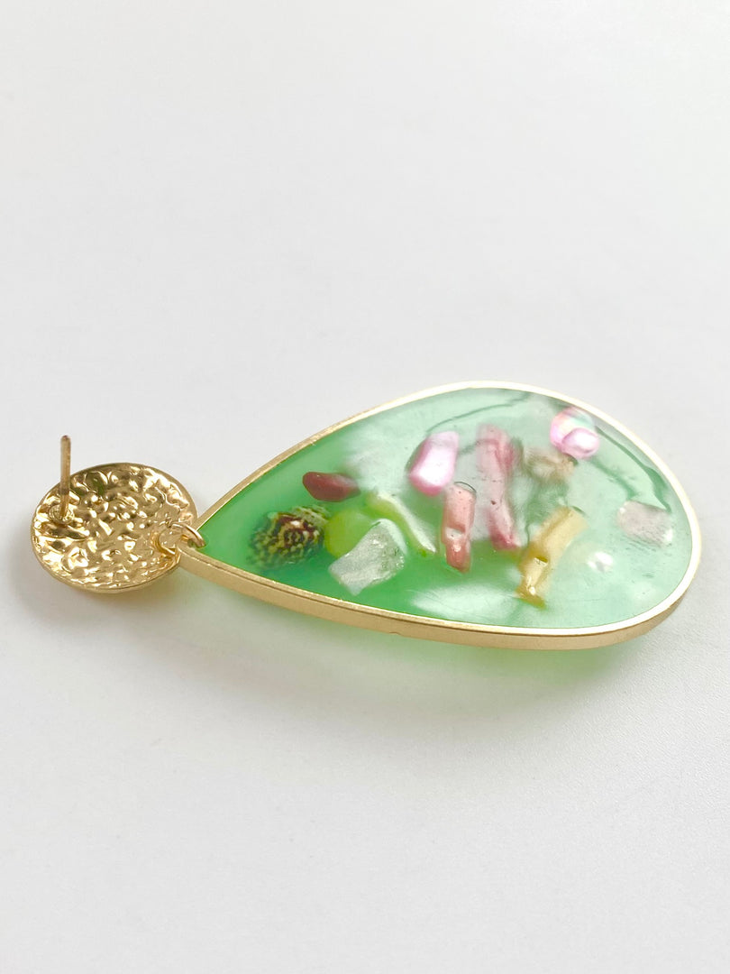 Multiple Coloured Green Base Drop Earrings