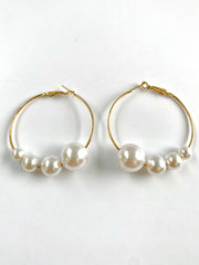 Multiple Sized Pearl Loop Earrings