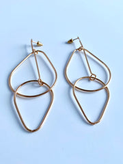 Multishaped Long Rose Gold Earrings