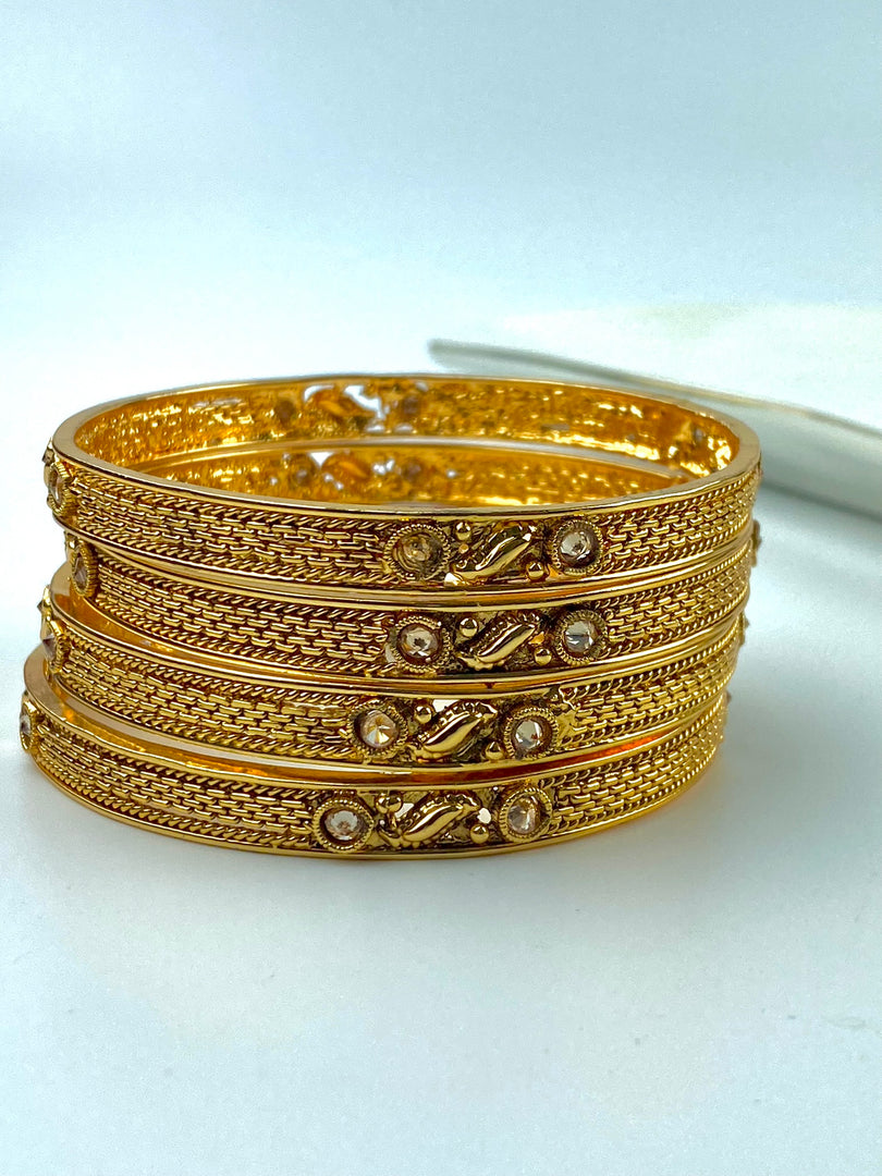 Noor Daily Waer Golden Polki Bangle Set Of Four