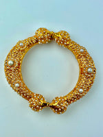 Load image into Gallery viewer, Old is Gold Golden and Pearl Kada Bangle
