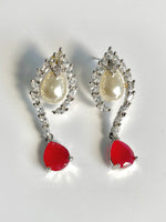 Load image into Gallery viewer, Pearl In Diamond Ruby Earrings
