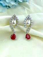 Load image into Gallery viewer, Pearl In Diamond Ruby Earrings
