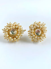 Pearl Shower White Kundan Earrings