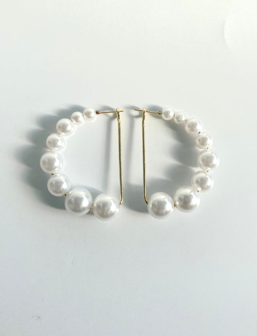 Pearl Studded Semicircle Earrings