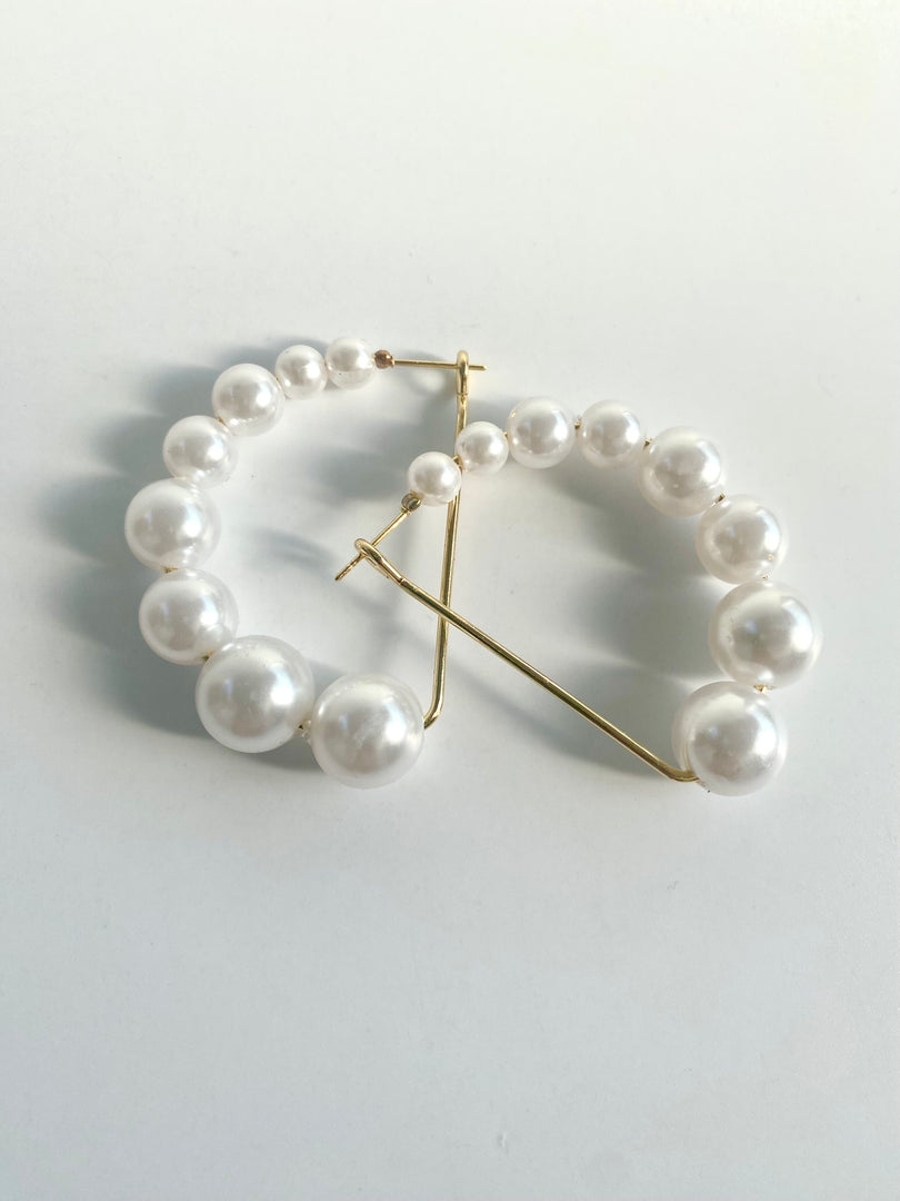 Pearl Studded Semicircle Earrings