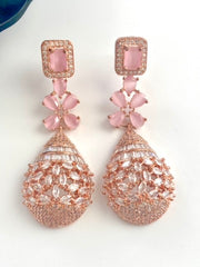 Pink Rose Diamond Half Jhumkas