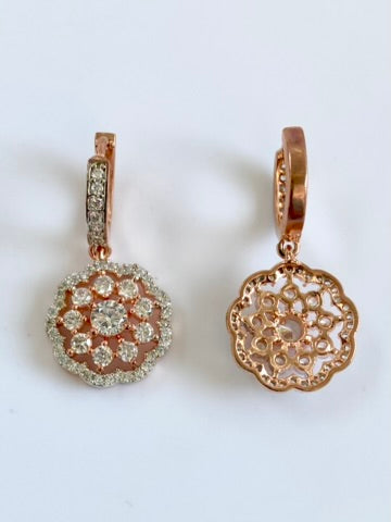 Rose Gold Flower Dangler Earrings