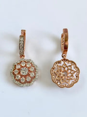 Rose Gold Flower Dangler Earrings
