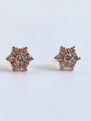 Rose Gold Flower Diamond Studded Earrings