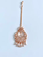 Load image into Gallery viewer, Rosy Chakra Rose Gold Diamond Maang Tika
