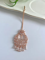 Load image into Gallery viewer, Rosy Chakra Rose Gold Diamond Maang Tika
