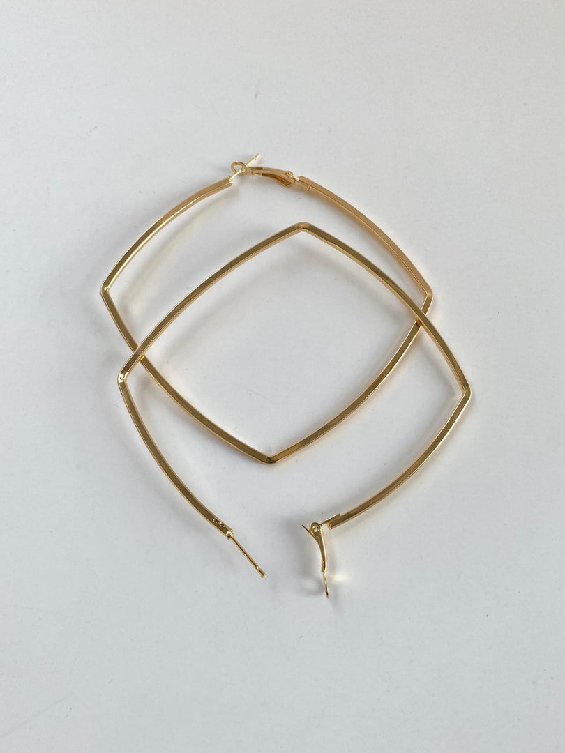 Rounded Rectangle Loop Earrings