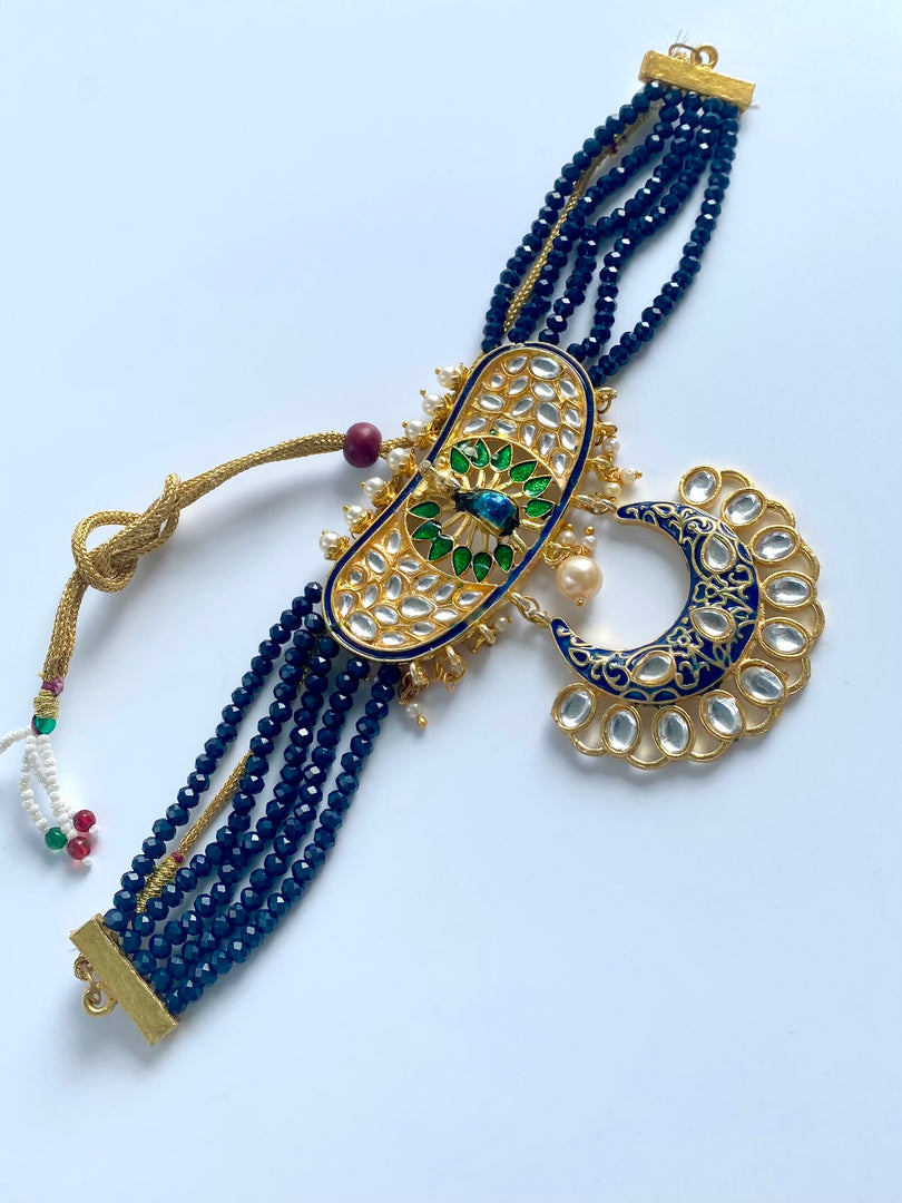 Royal Blue Peacock Kundan Choker Set