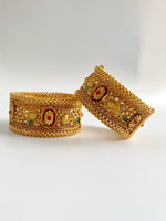 Load image into Gallery viewer, Royal Golden Relation Matte Bangle Set Of Two
