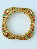 Load image into Gallery viewer, Royal Rajwada Multicolour Jadau Bangle Set
