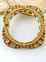 Load image into Gallery viewer, Royal Rajwada Multicolour Jadau Bangle Set
