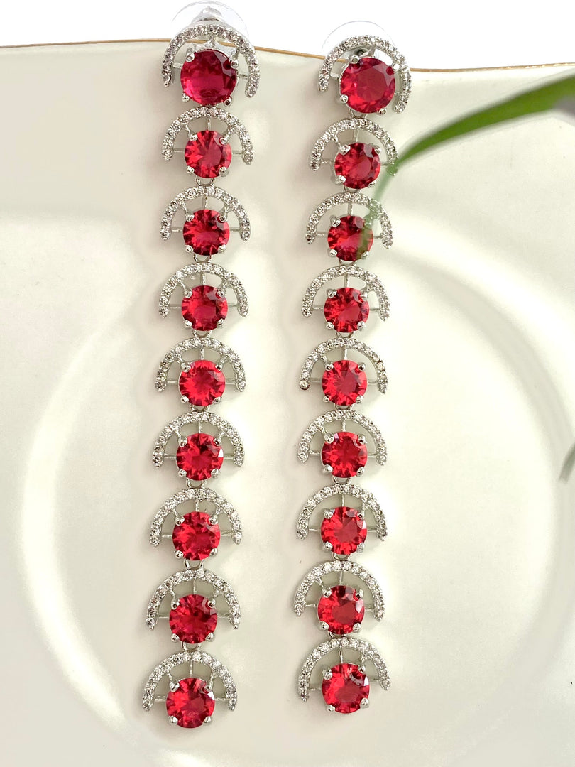 Ruby Moon In White Diamond Dangler Earrings