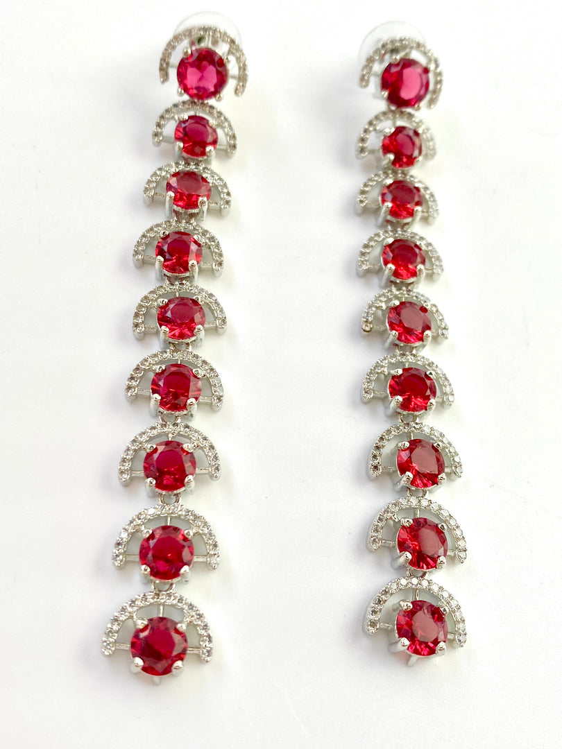 Ruby Moon In White Diamond Dangler Earrings